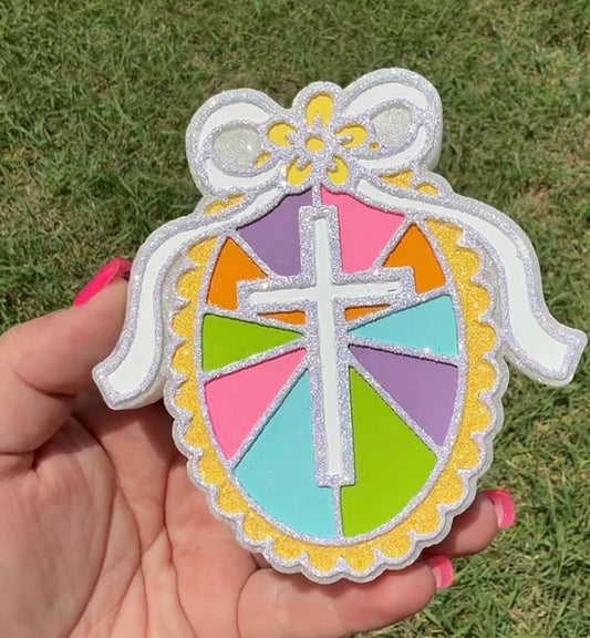 Stained Glass Cross with Bow Car Freshie- Custom