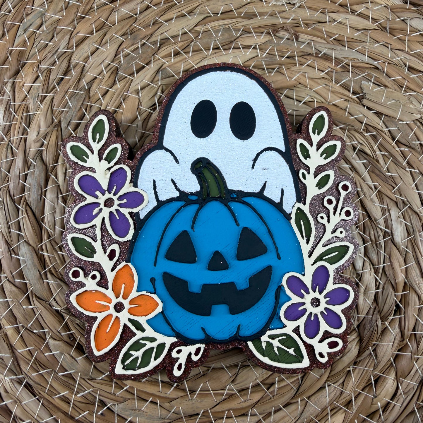 Ghost with Pumpkin and Flowers Car Freshie- Custom *Seasonal*