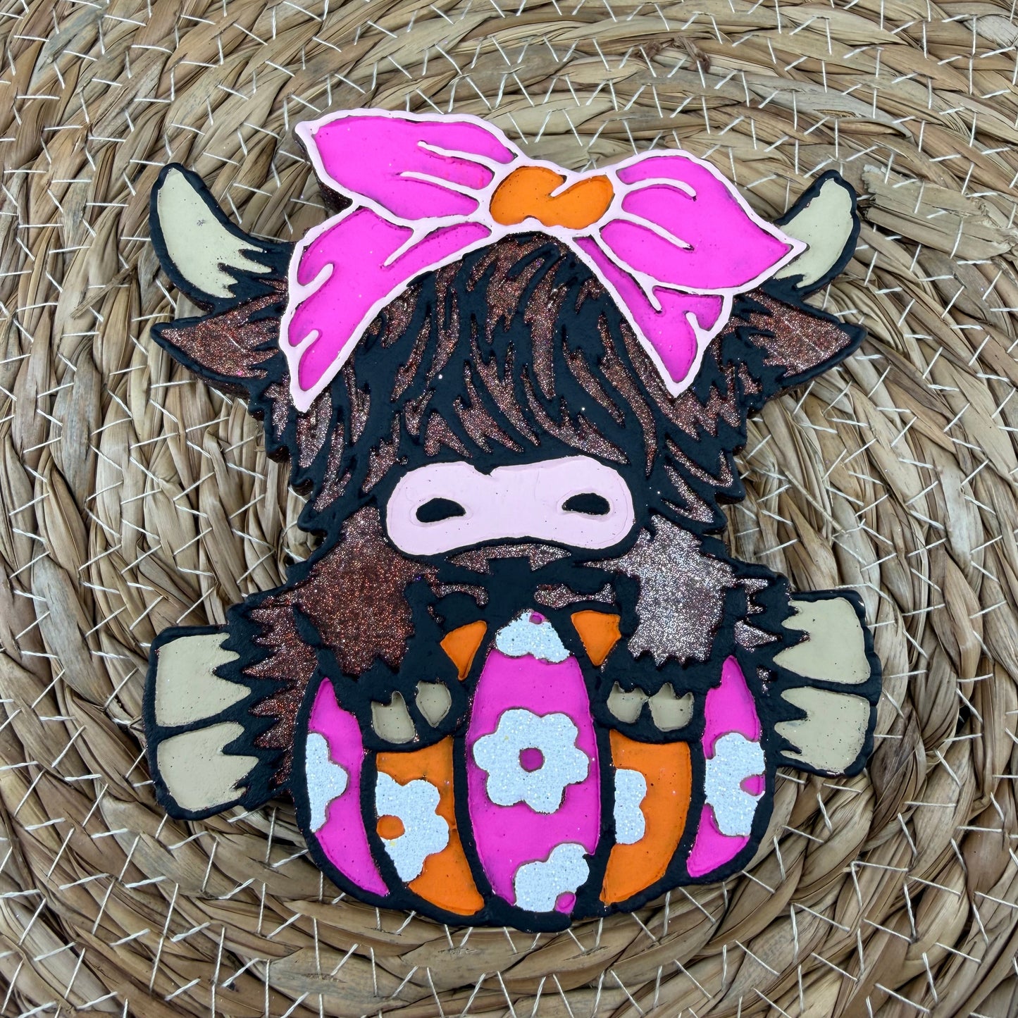 Highland Cow with Pumpkin Car Freshie- Custom *Seasonal*