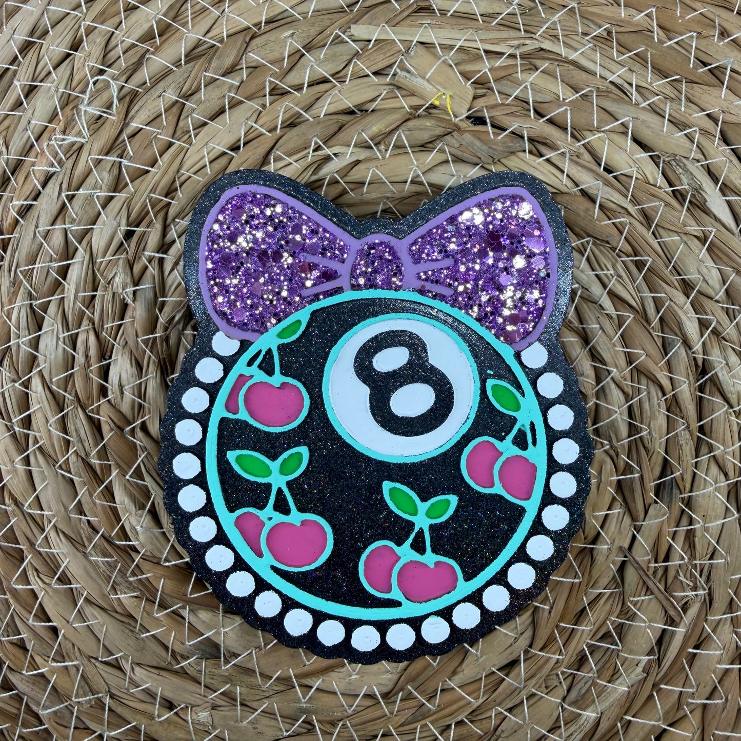 Cherry 8 Ball with Bow Car Freshie- Custom