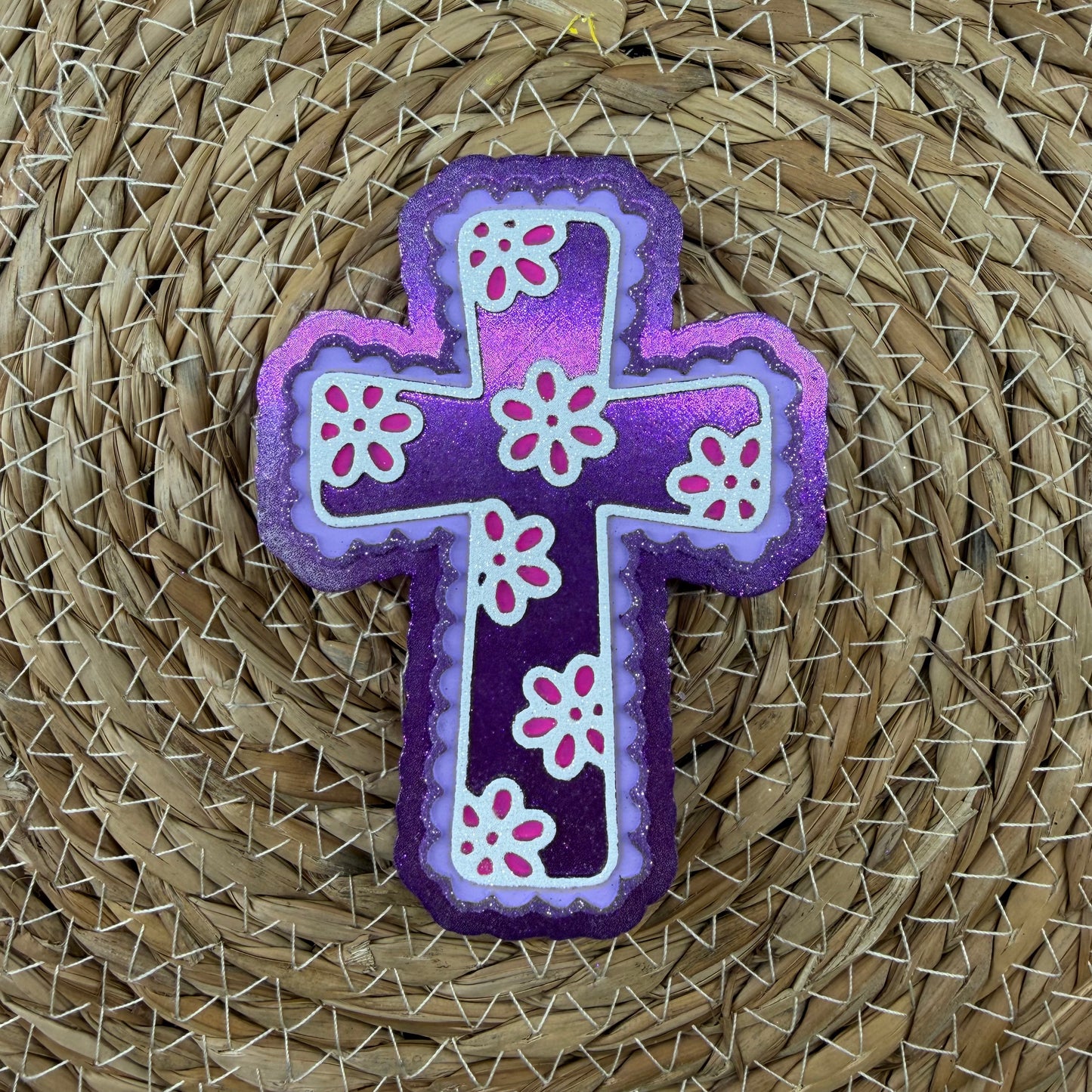 Flower Cross Car Freshie- Custom