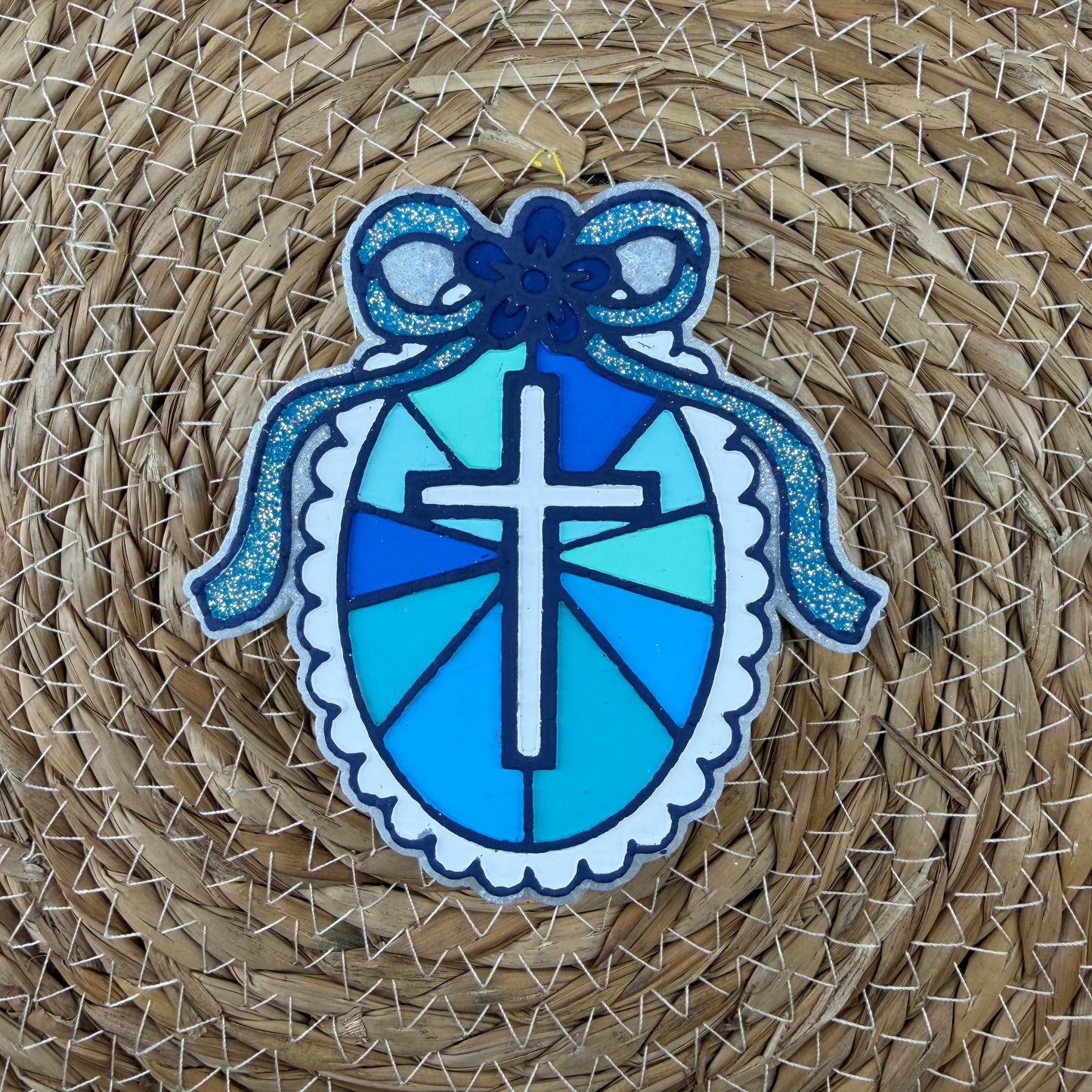 Stained Glass Cross Car Freshie- Custom