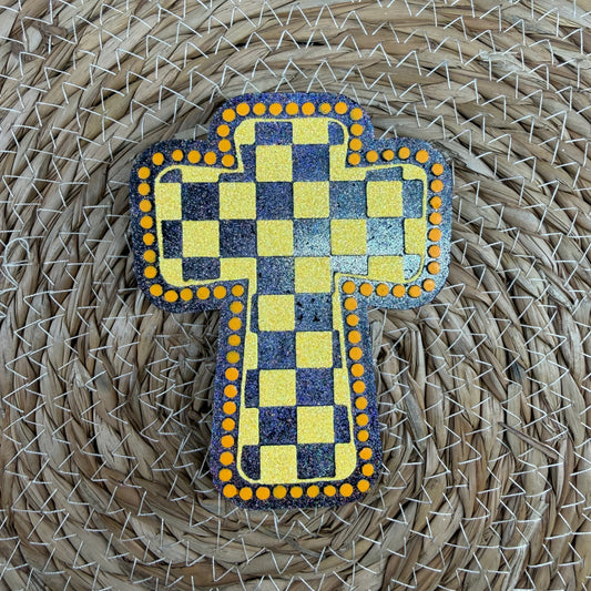 Checkered Cross Car Freshie- Custom