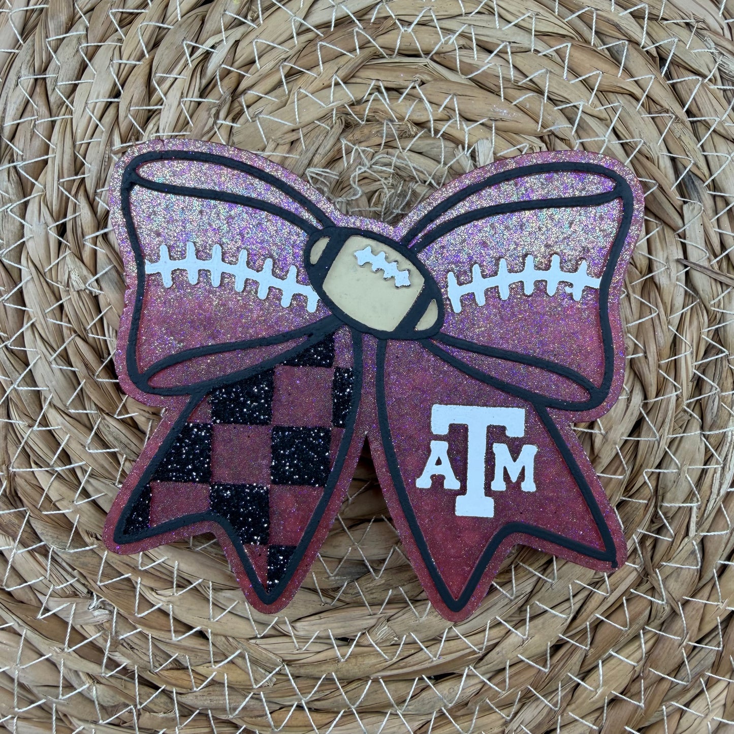 Aggies Checkered Bow Car Freshie- Custom
