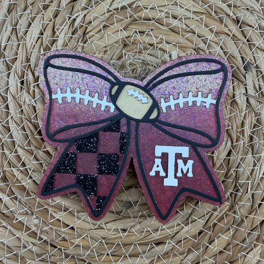 Aggies Checkered Bow Car Freshie- Custom