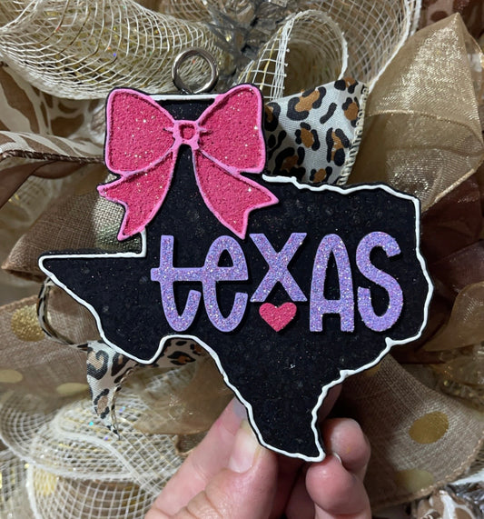 Texas with Bow Car Freshie