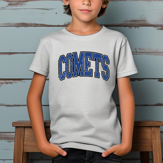 Comets Block Distress Letters Gildan Short Sleeve (Toddler, Youth and Adult)