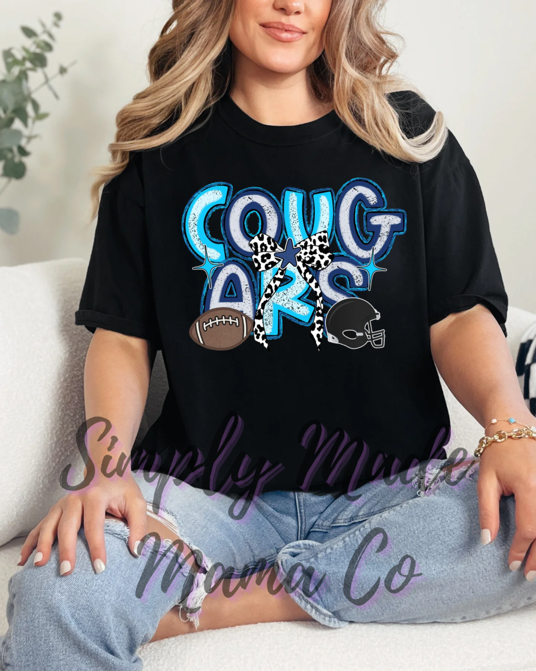 Cougars Football Bow (short sleeve, long sleeve, sweatshirt, hoodie)