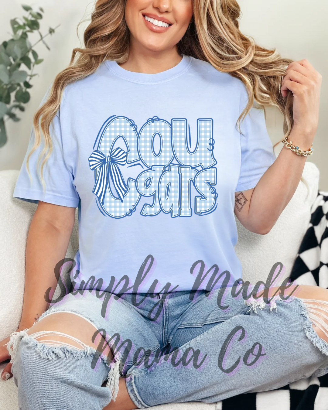 Cougars Gingham Blue (short sleeve, long sleeve, sweatshirt, hoodie)