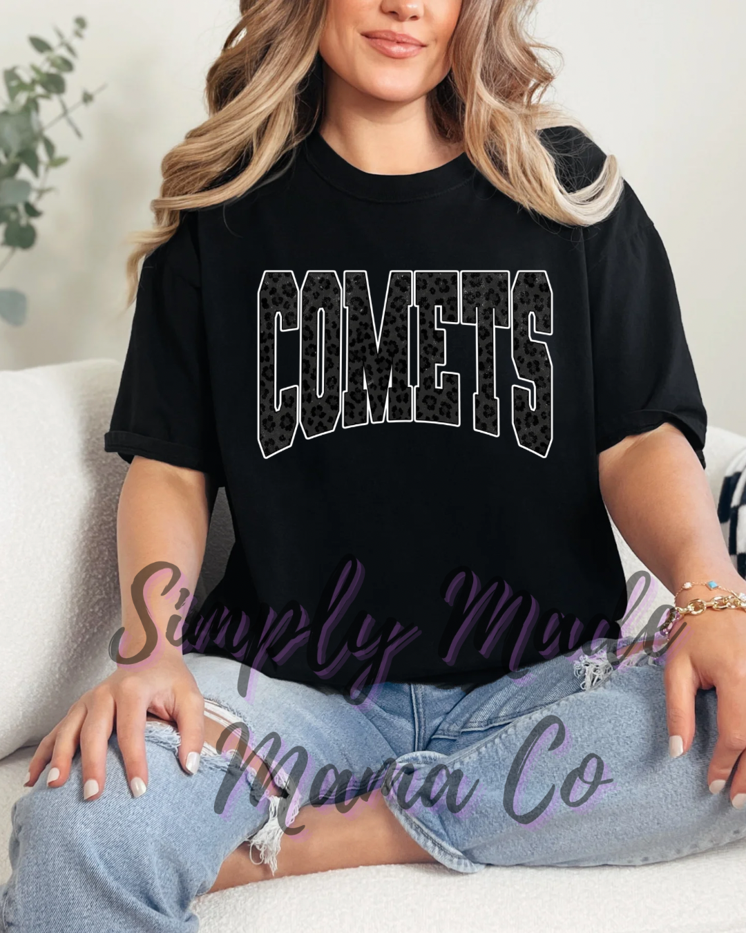 Comets Cheetah on Black (short sleeve, long sleeve, sweatshirt, hoodie)