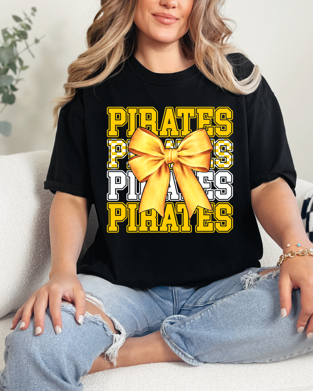 Pirates Bow Block Letters (short sleeve, long sleeve, sweatshirt, hoodie)
