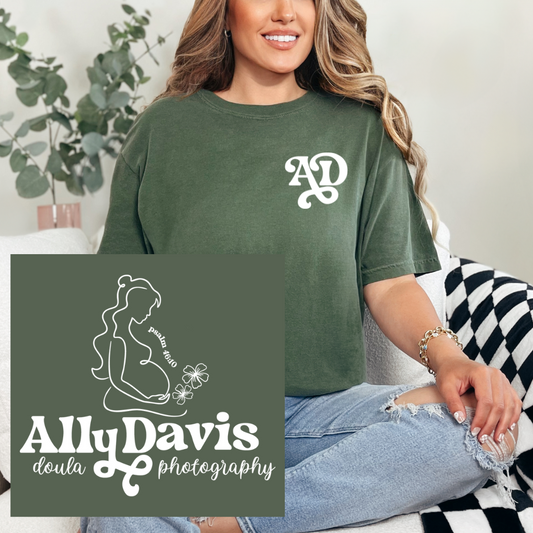 Ally Davis Birth Doula & Photographer Logo Comfort Color Shirts