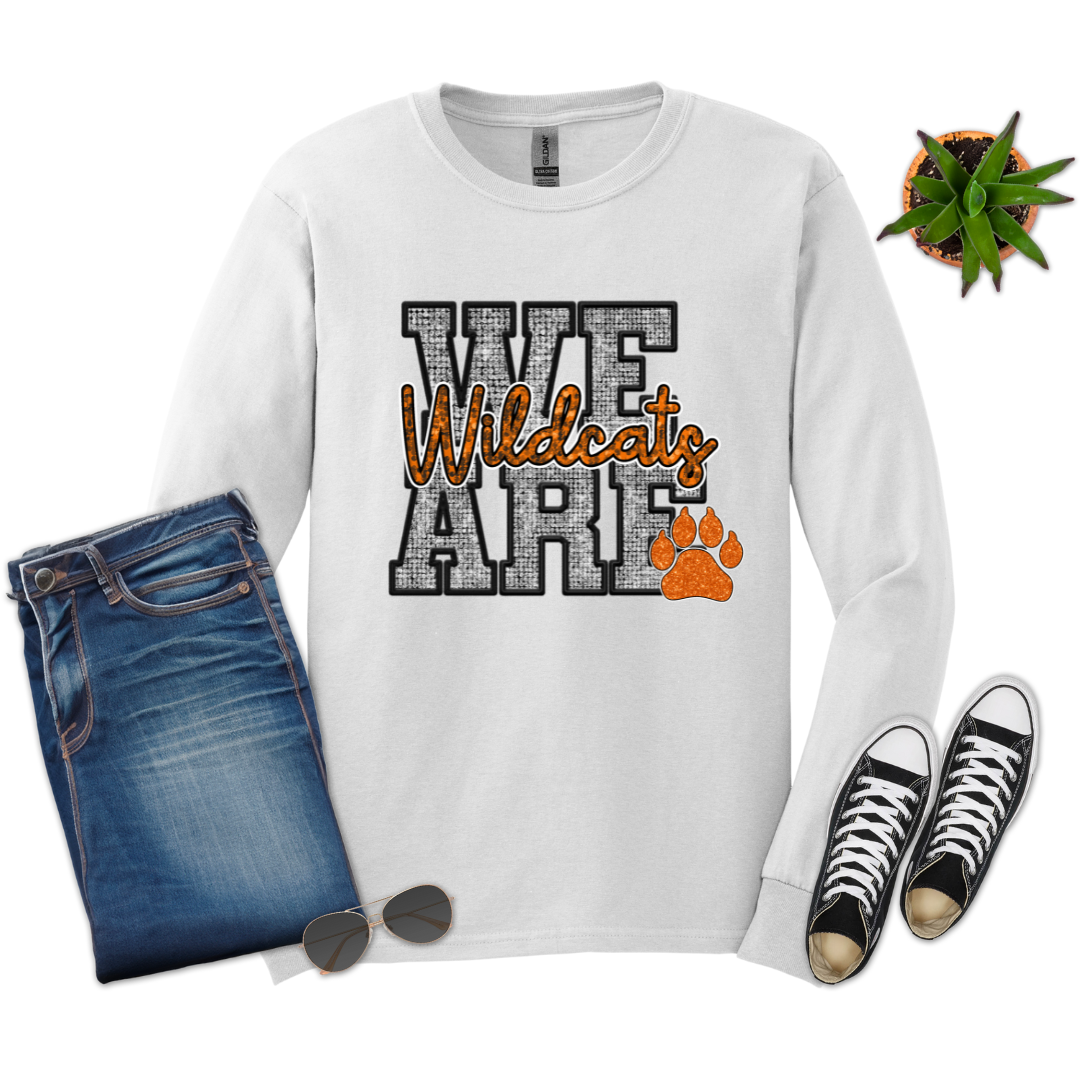 We are Wildcats Faux Sequin Gildan Long Sleeve (Adult)